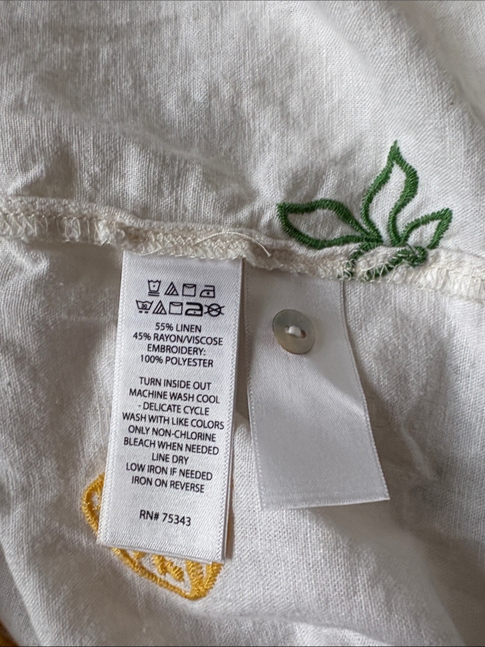 C&C California White Button-Up Shirt with Colorful Fruit Embroidery size small - Picture 7 of 7